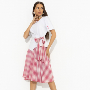 Костюм с юбкой комбинированный, Больше чем стиль (2 в 1, воздушно-розовый)