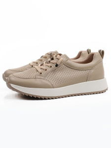 03-A208-5A DK. BEIGE Кроссовки женские (натуральная кожа)