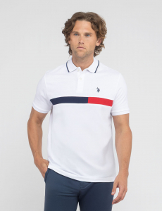 COLOR BLOCK CHEST STRIPE PIQUE POLO SHIRT