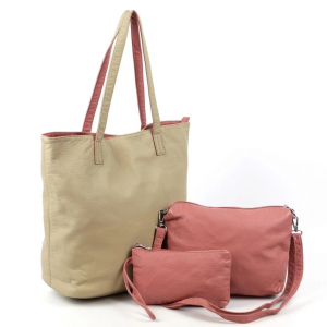 Женская мягкая сумка шоппер с двумя косметичками из эко кожи 0106-1412