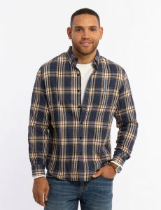 WARM PLAID PEACHED TWILL LONG SLEEVE SHIRT