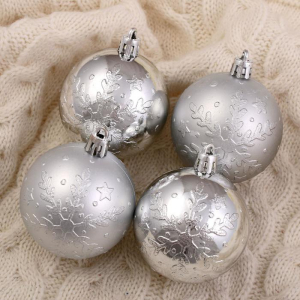 Ёлочные игрушки «Мидас - снежинки», шары новогодние, d=6 см, набор 6 шт., серебро