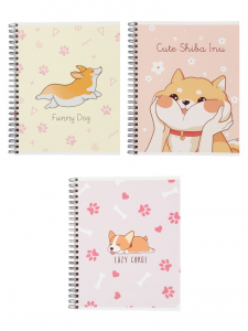Тетрадь 96 листов в клетку, на гребне «Милые собачки», МИКС