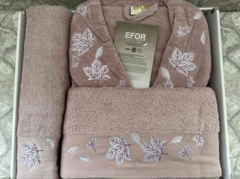 Набор EFOR в ассортименте 3-х пр. (халат,полотенце 50*90,70*140) YAPRAK лиловый  (LILA)