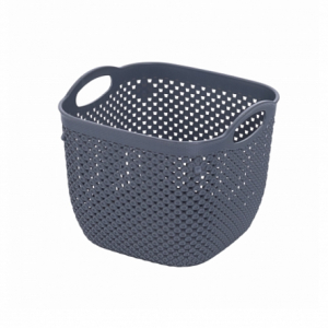 Корзина DIAMOND тёмно-серая 18.8х18.8х15.8см круглая с ручками