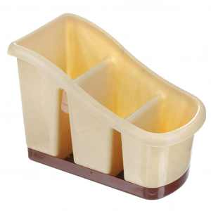 Подставка для столовых приборов пластмассовая 11х20х14см, 3-х секционный, коричнево-бежевый (Россия)