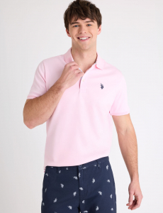 SOLID INTERLOCK POLO SHIRT WITH STRIPE TRIM
