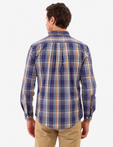 PEACHED POPLIN PLAID LONG SLEEVE SHIRT