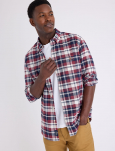 LONG SLEEVE LIGHT WEIGHT PLAID OXFORD SHIRT