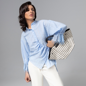 Рубашка комбинированный с кружевом, Дивная смелость (blue)