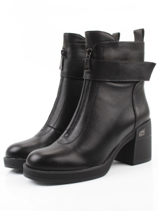 01-760-2A BLACK Ботинки демисезонные женские (натуральная кожа,байка)