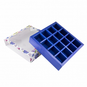 Коробка с обечайкой для 16 конфет с разделителями 