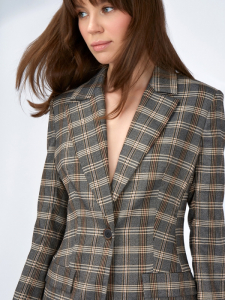 Жакет приталенный костюмка OD-821-2 серо-коричневый