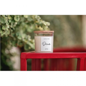 Свеча из натурального соевого воска с хлопковым фитилем и декоративной деревянной крышкой, аромат 