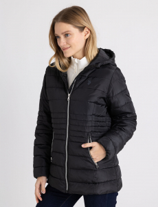 HOODED PUFFER COAT WITH SLASH POCKETS