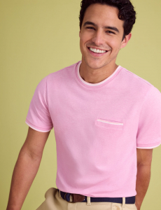 YARN DYE TIPPED T-SHIRT WITH CHEST POCKET