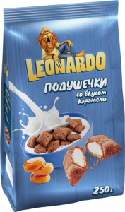 «Leonardo», готовый завтрак «Подушечки со вкусом карамели», 250г