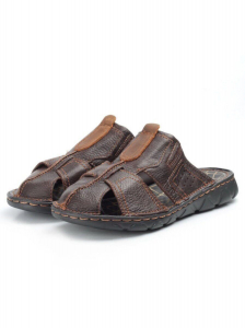 P2322-10 BROWN Тапочки мужские (натуральная кожа)