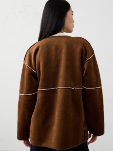 Reversible Vegan Suede Sherpa Jacket