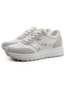 03-A1003-9 WHITE/LT. GRAY Кроссовки женские (натуральная кожа, натуральная замша)
