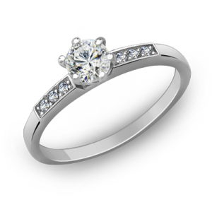 Кольцо с фианитом родированное серебро 925*