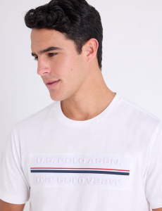 EMBOSSED SIGNATURE STRIPE JERSEY T-SHIRT