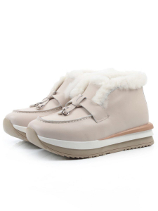 04-5520-6 BEIGE Ботинки зимние женские (натуральная кожа, 100% шерсть)