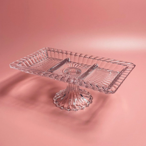 588-699 Прямоугольная менажница 32х18,5х12см на ножке в под.уп.(х6)Стекло