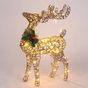 Новогодняя декорация олень с подсветкой 50 см шампанское