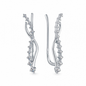 Зажимы с фианитом родированные серебро 925*