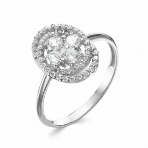 Кольцо с фианитом родированное серебро 925*