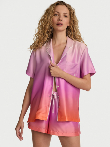 Glazed Satin Ombré Short Pajama Set