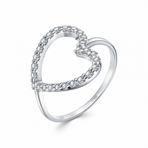 Кольцо с фианитом родированное серебро 925*