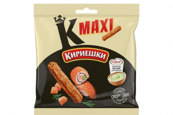 «Кириешки Maxi», сухарики со вкусом  роллов «Сяке маки» и с соусом со вкусом васаби «Calve», 75 г