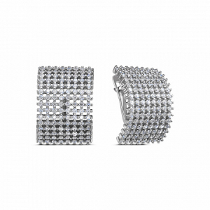 Серьги с фианитом родированные серебро 925*