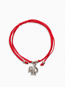 Браслет-оберег «Красная нить. Слон», на счастье, цвет чернёное серебро, L=20 см