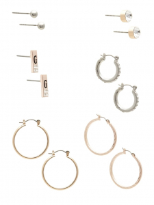 Mixed-Metal Hoop and Stud Earrings Set