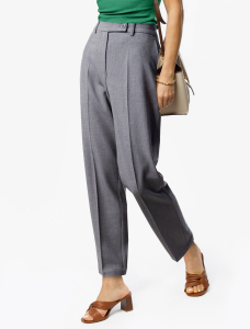 Укороченные брюки из фактурной черно-серой поливискозы с эластаном