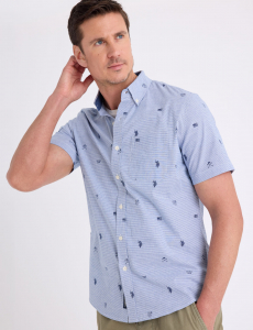 SHORT SLEEVE ALLOVER LOGO MADRAS SHIRT