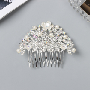 Гребень для волос QF «Джуди», цветы, 8?6 см, серебро