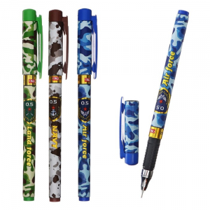 Ручка гелевая 0.5 мм, стержень чёрный, корпус с рисунком «Милитари» (штрихкод на штуке)