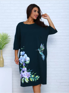 Удлиненная футболка хлопок с принтом Арт. 1092