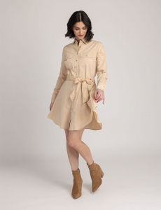 FIT AND FLARE POPLIN DRESS