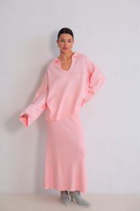 15238 Костюм вязаный с юбкой розовый