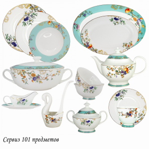 145-471 Обеденный сервиз 101пр. HANOMI в под.уп.(х0,5)Костяной фарфор