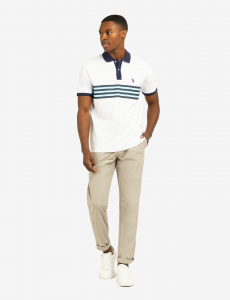 PRINTED CHEST STRIPE PIQUE POLO SHIRT