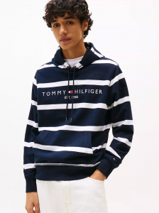 Tommy Logo Stripe Hoodie