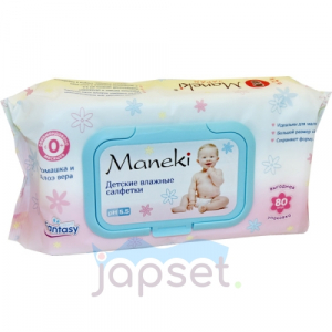 Maneki Fantasy Салфетки влажные, детские с экстрактом ромашки и алоэ вера, 80 шт.