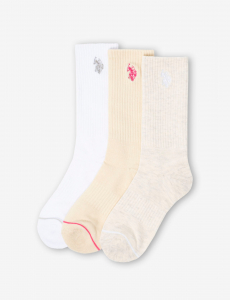 LADIES 3PK NEUTRAL COMBO ASSORTED CREW SOCKS