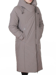 M-9102 GRAY/BEIGE Пальто зимнее женское (верблюжья шерсть, 120 гр. холлофайбер)